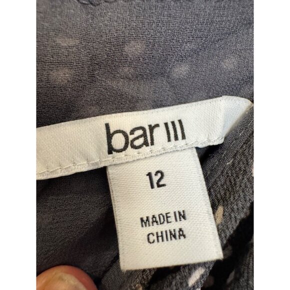 Bar III Tiered Polka Dot Sleeveless Dress Womens Size 12 Gray White Tiered Ruffl - Picture 5 of 6